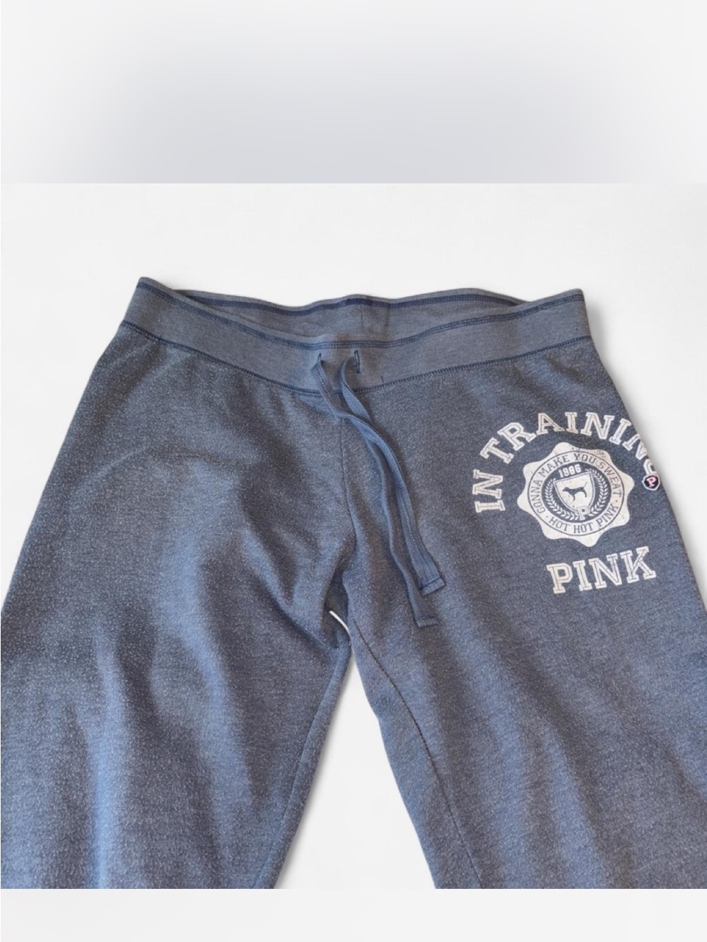 PINK Victoria's Secret womens Y2K Navy 'In Training' Drawstring Sweatpants